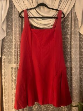 Express Bright Red Square Neck Mini Dress